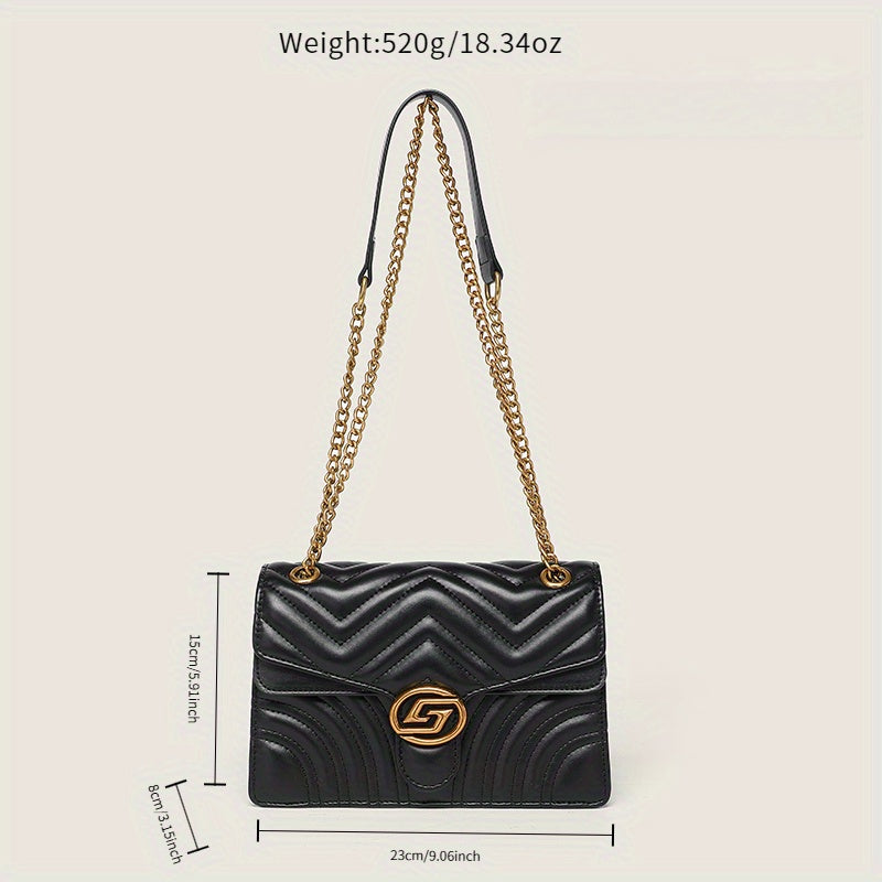 Water Ripple Black with Gold chain