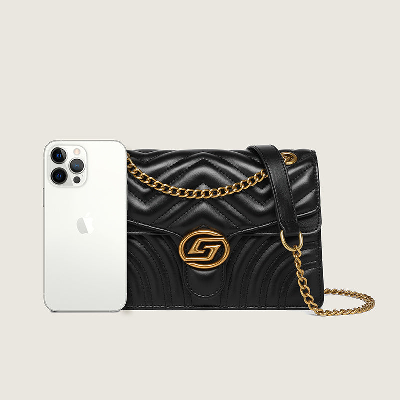 Water Ripple Black with Gold chain