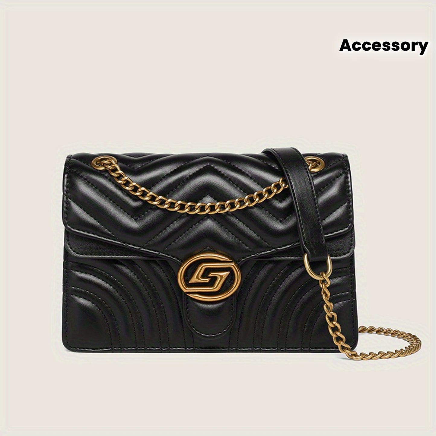Water Ripple Black with Gold chain