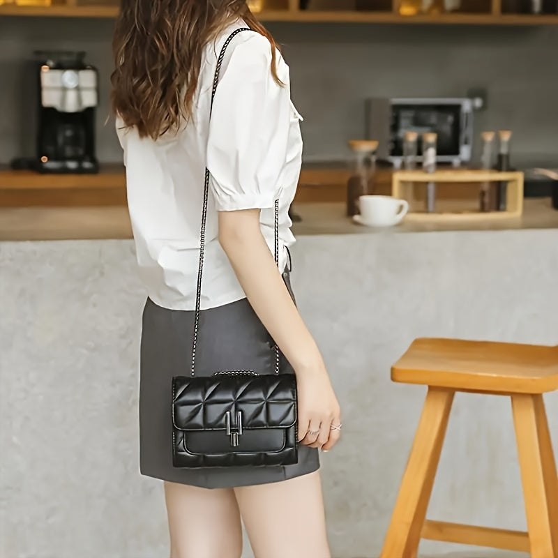 Elegant Black Mini Tartan Crossbody Bag