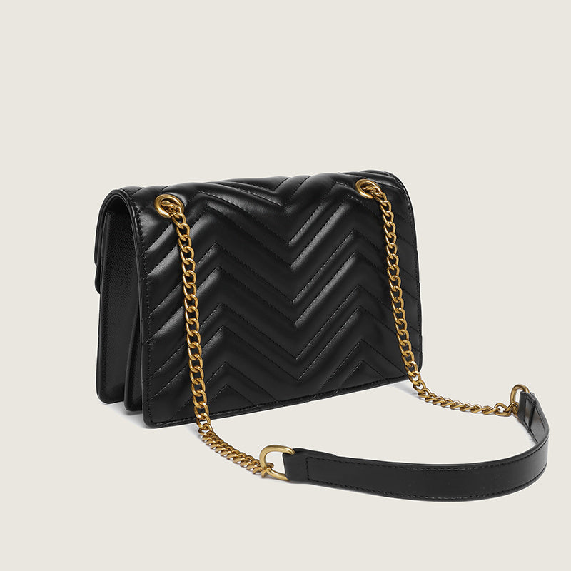 Water Ripple Black with Gold chain