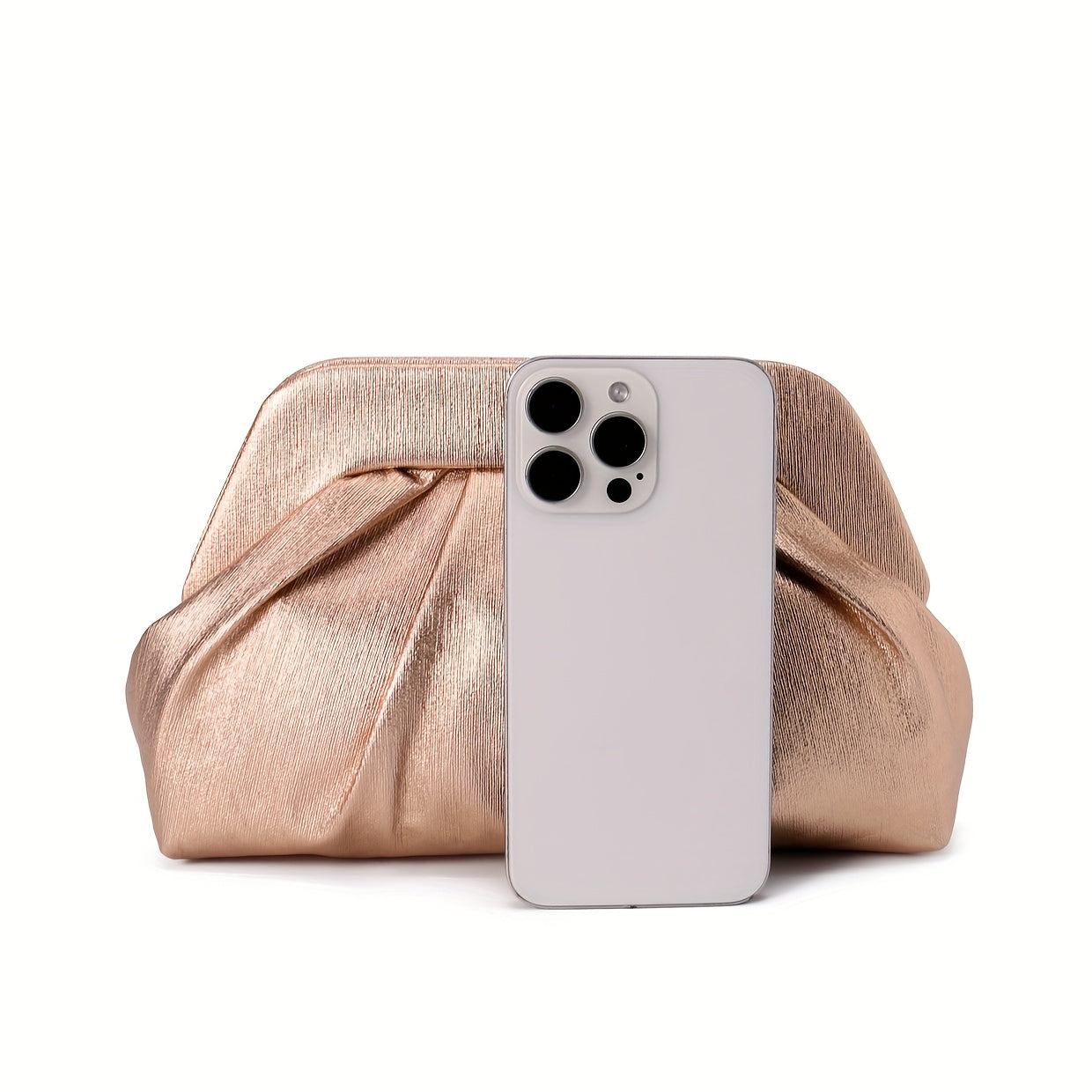 Rose Golden Pleated Clutch Bag for Women