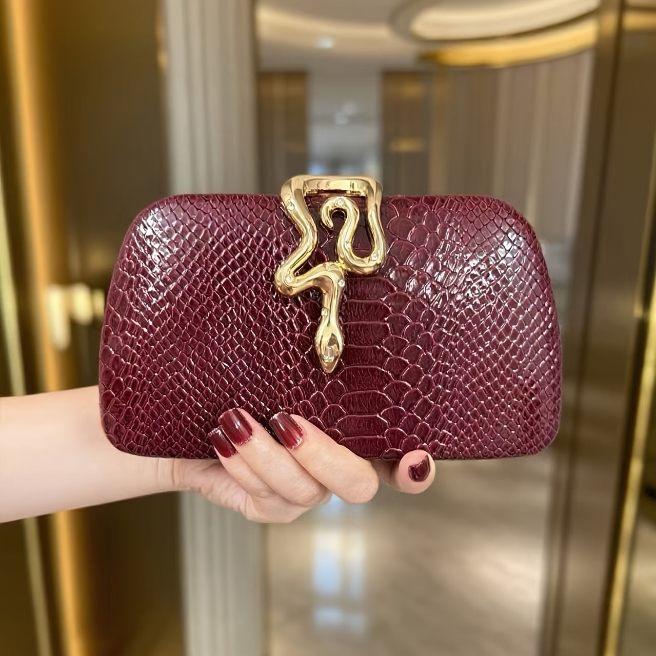 Women's Snake-Print Handbag & Shoulder