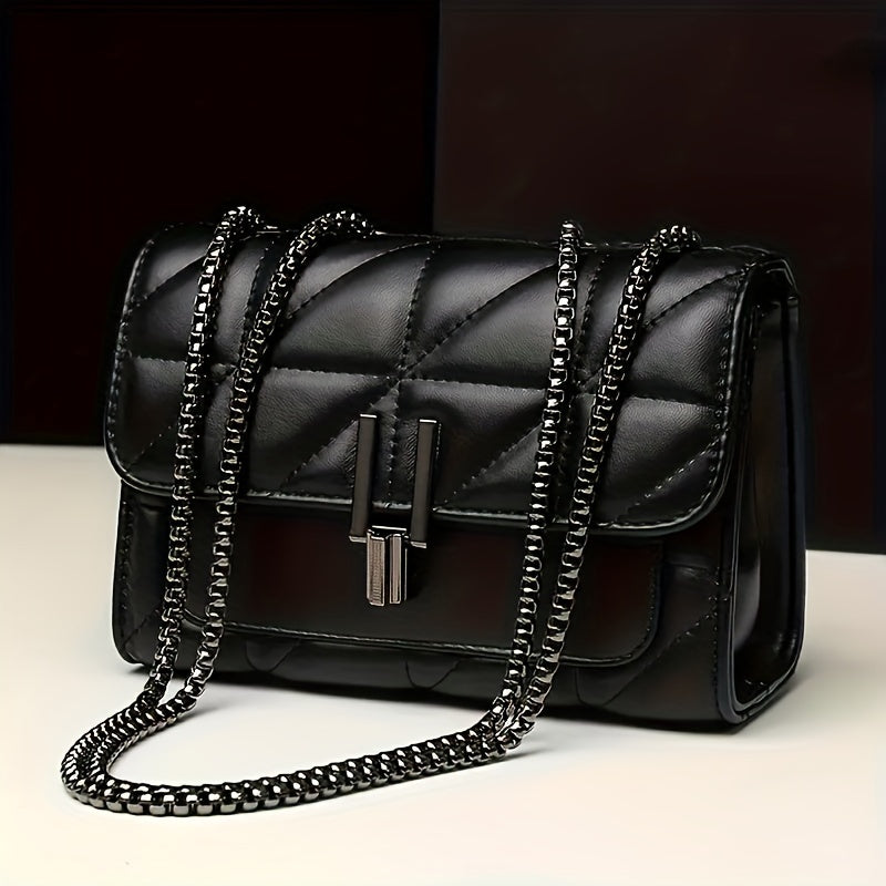 Elegant Black Mini Tartan Crossbody Bag