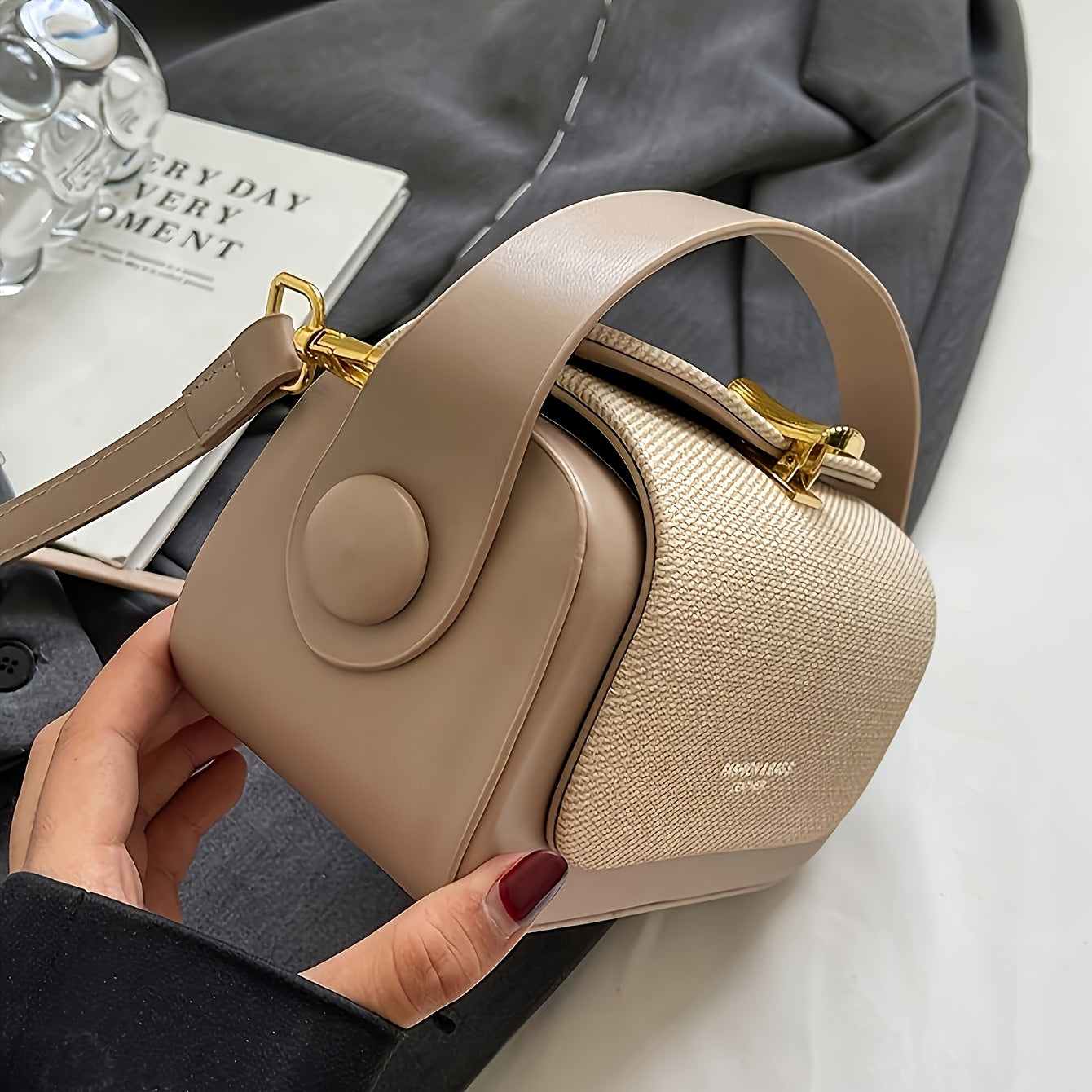 Vintage-Inspired Textured Crossbody Bag
