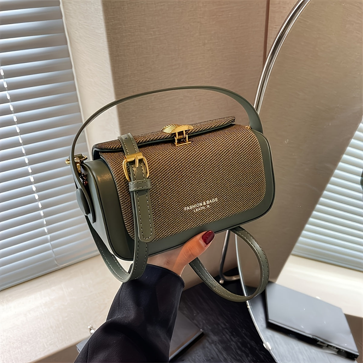 Vintage-Inspired Textured Crossbody Bag