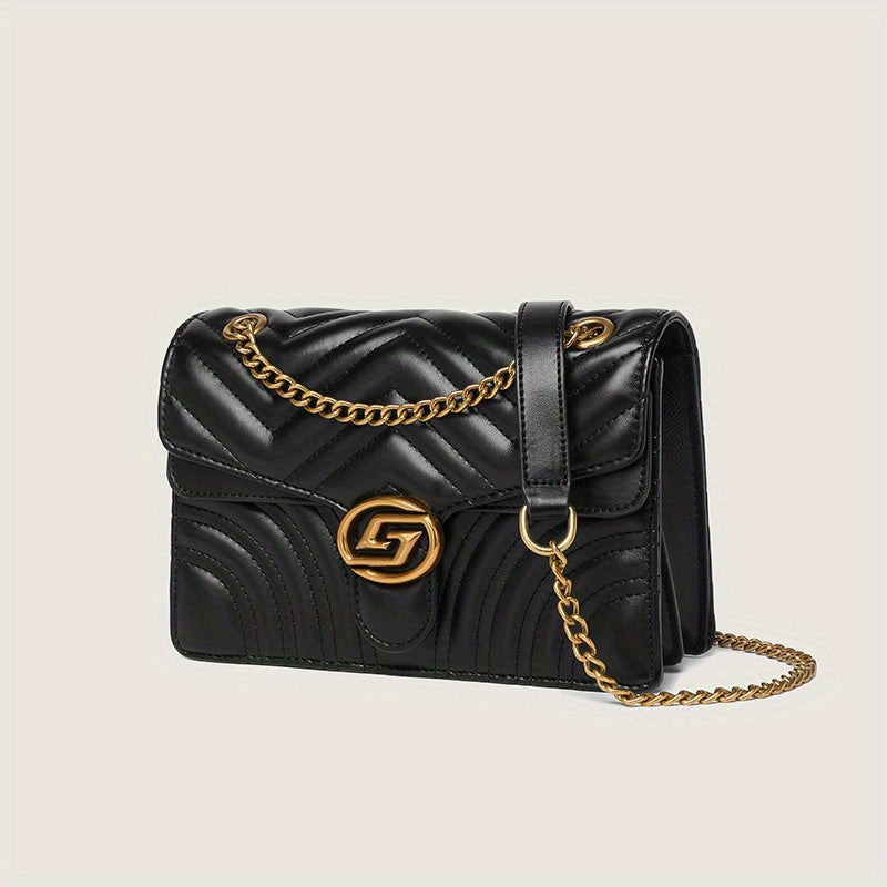 Water Ripple Black with Gold chain