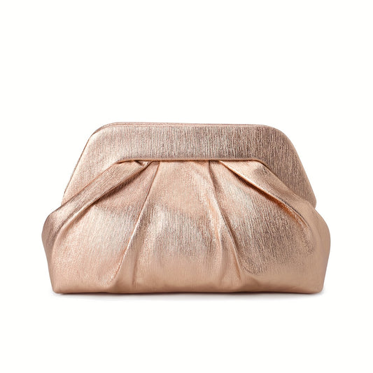 Rose Golden Pleated Clutch Bag for Women