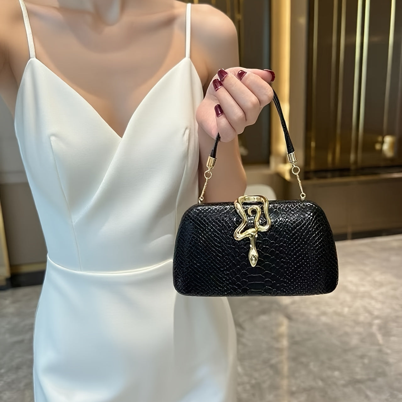 Women's Snake-Print Handbag & Shoulder