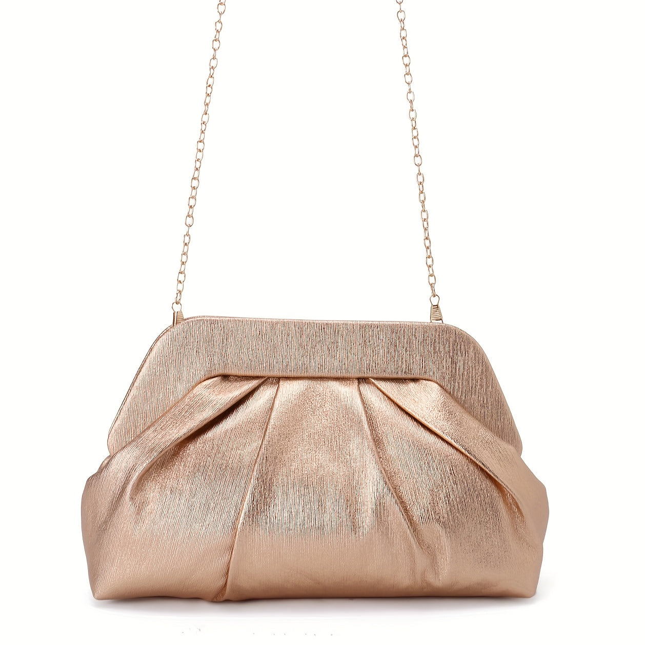 Rose Golden Pleated Clutch Bag for Women