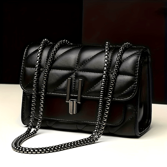 Elegant Black Mini Tartan Crossbody Bag