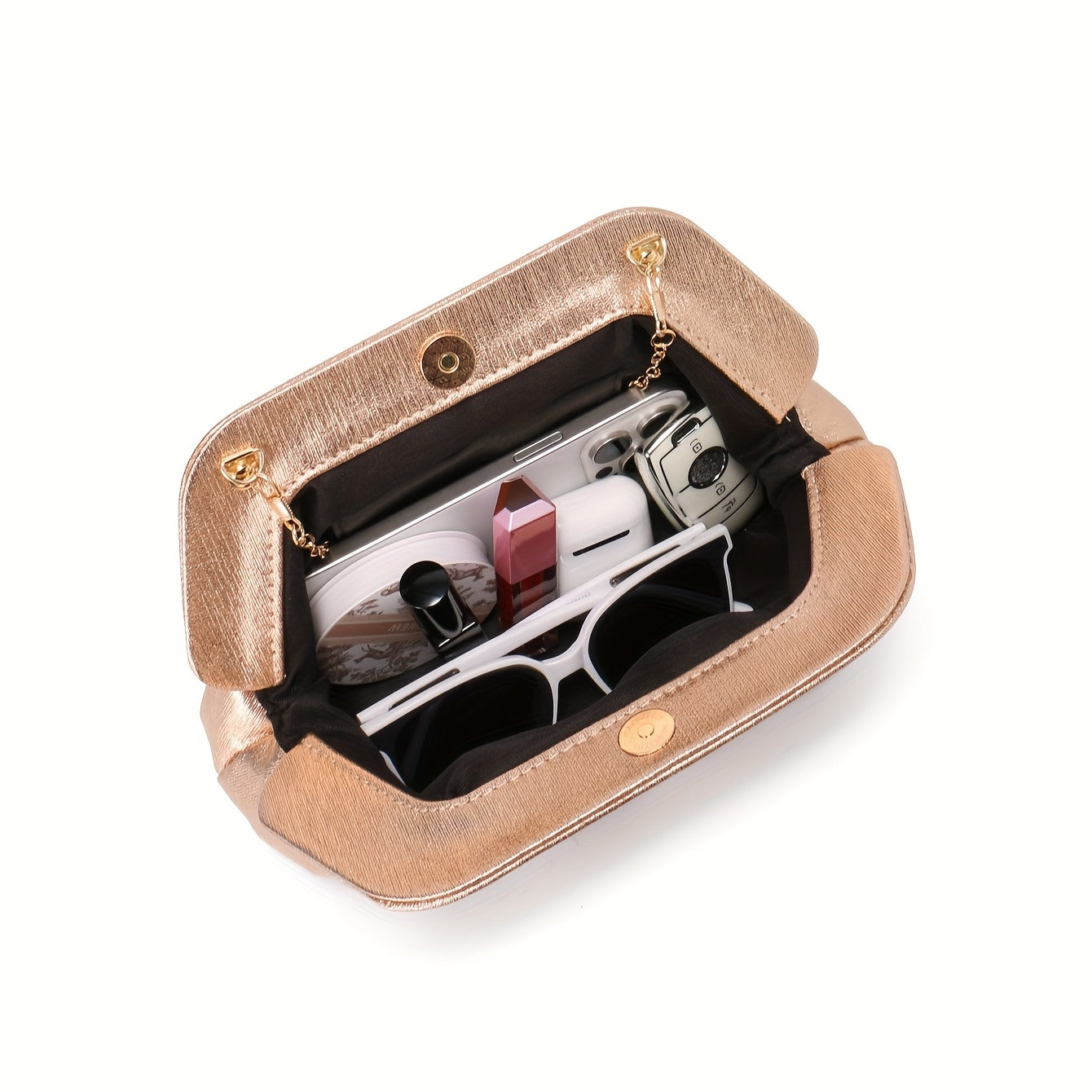 Rose Golden Pleated Clutch Bag for Women