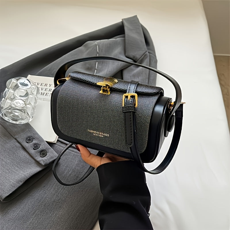 Vintage-Inspired Textured Crossbody Bag