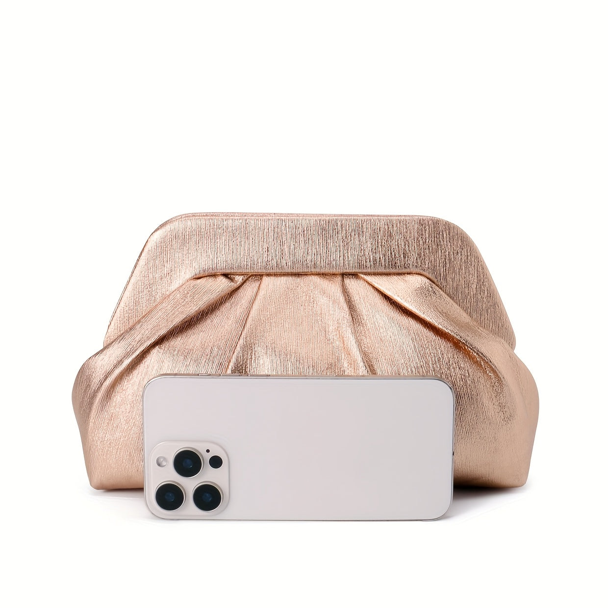 Rose Golden Pleated Clutch Bag for Women