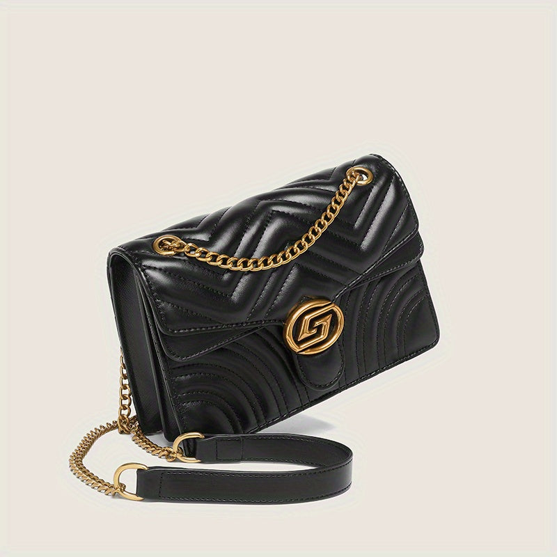 Water Ripple Black with Gold chain