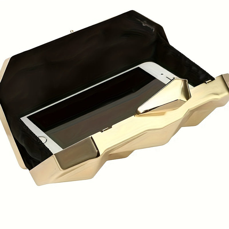 Elegant Golden Geometric Metal Clutch Purse