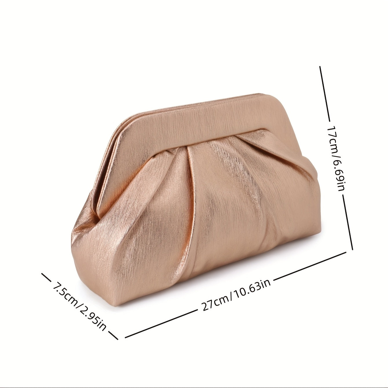 Rose Golden Pleated Clutch Bag for Women
