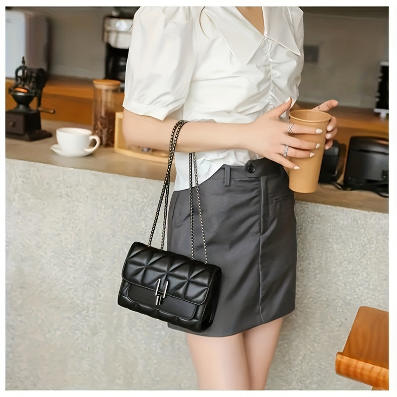 Elegant Black Mini Tartan Crossbody Bag